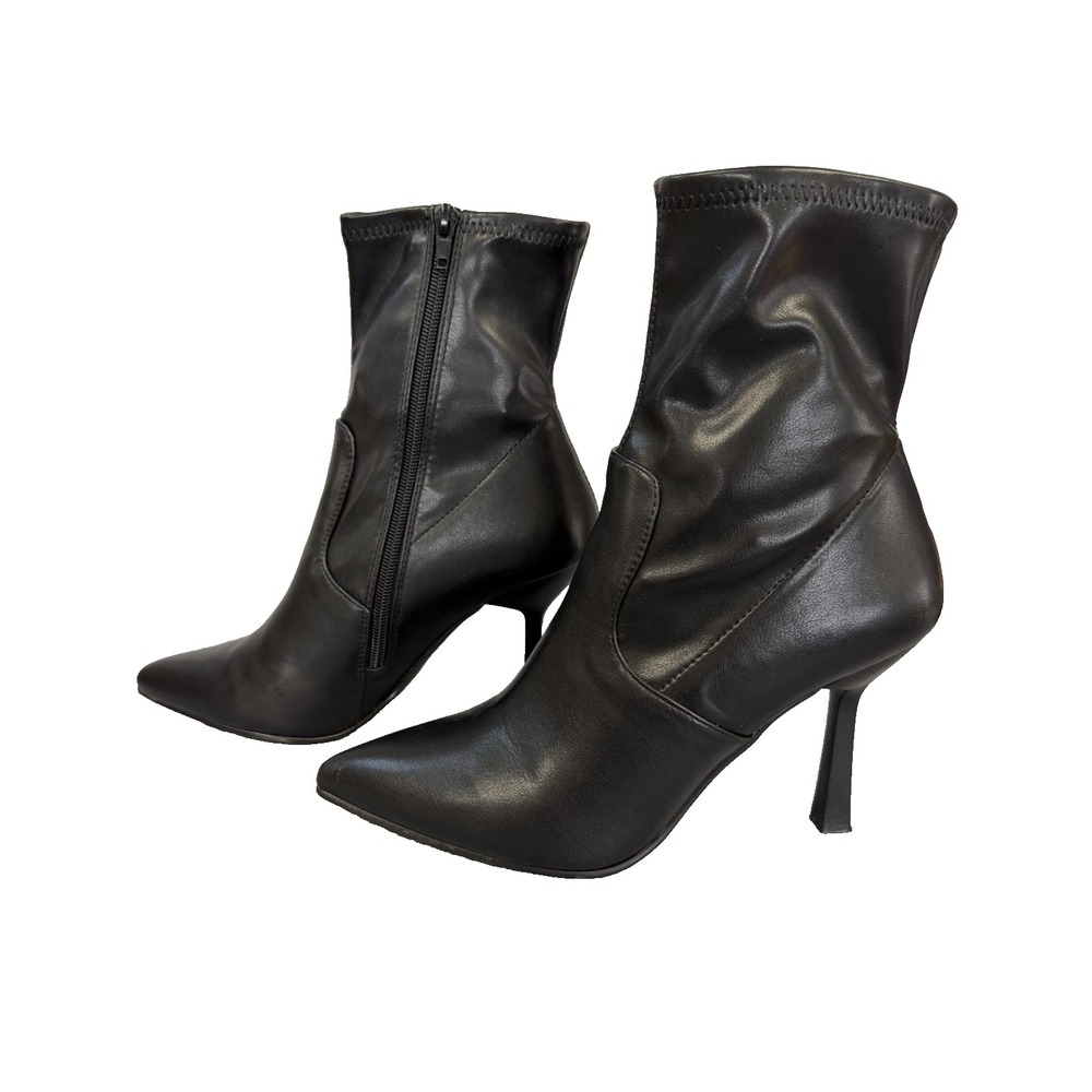 Steve Madden Elan Black Pointed Toe Stiletto Ankle Boots ELAN01S1 Size 9
